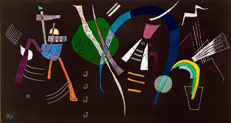 Niebieska kokardka Obraz Vassily Kandinsky (lub Wassily Kandinsky lub Kandinsky, 1866-1944) 1938 Kolekcja prywatna Mediolanu